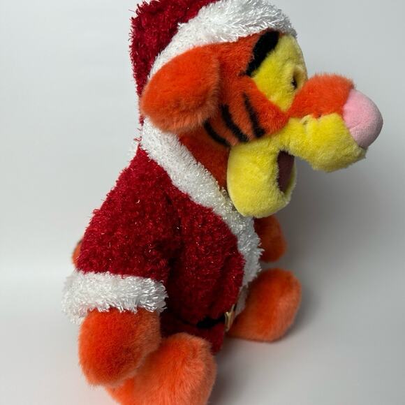 VTG Disney Store Winnie the Pooh Tigger Dressed in Santa Suit Plush Stuffed Toy - Picture 2 of 5